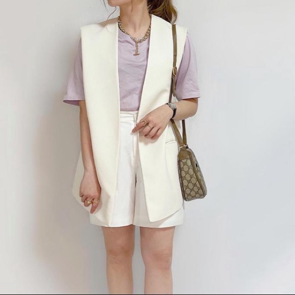 Zara Cream Sleeveless Belted Oversized Vest M/L - Picture 5 of 9